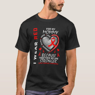 Camiseta Mamãe Que Visto Vermelho Para Minha Mãe Doença Car