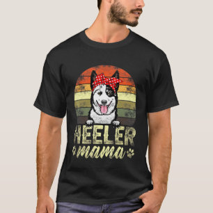 Camiseta Mamãe Retro Heeler Cadela de Gado Australiana
