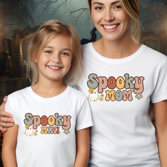 Camiseta Mamãe Retrô, Mamãe de Halloween e eu combinando (Criador carregado)