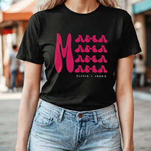 Camiseta Mamãe   Retrorografia rosa Nomes de crianças Mãe