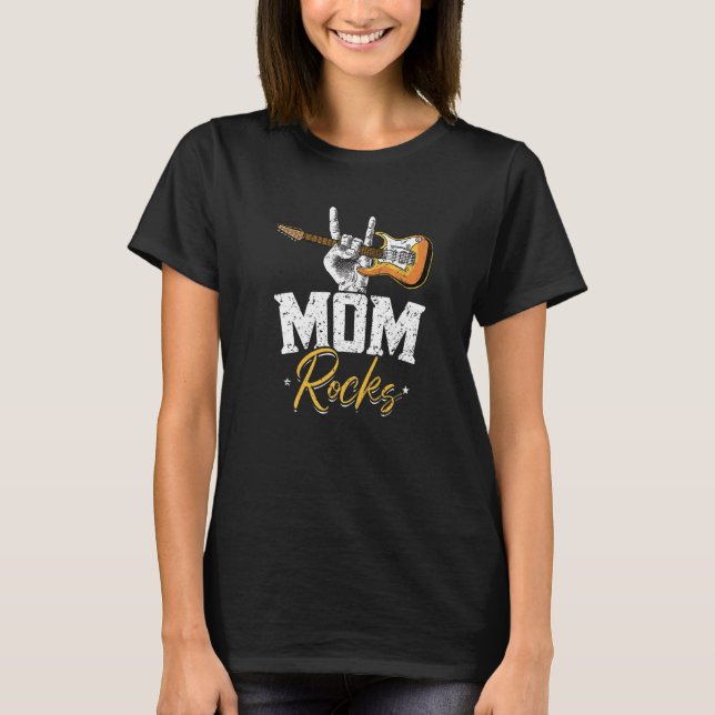 Camiseta Mamãe Rocks Rock E Roll Electronic Rock Guitar (Frente)