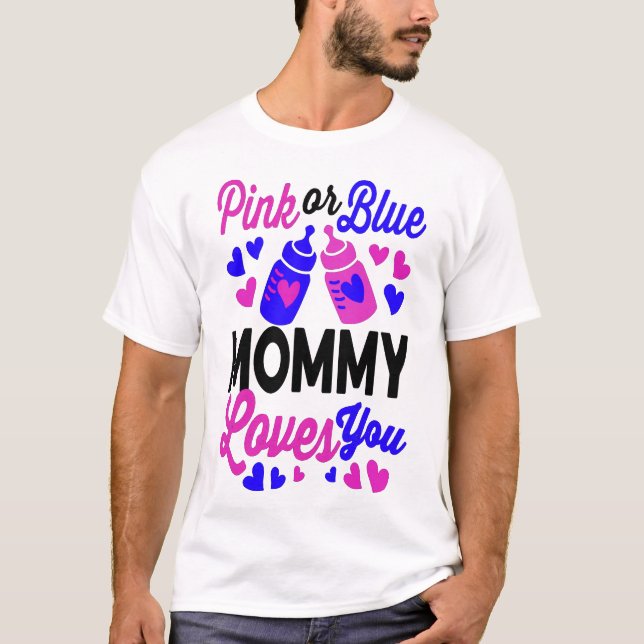 Camiseta Mamãe rosa ou azul te ama | Presente para a Mãe do (Frente)