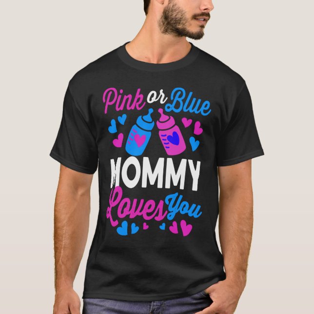 Camiseta Mamãe rosa ou azul te ama | Presente para a Mãe do (Frente)