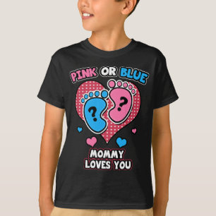 Camiseta Mamãe Rosa Ou Azul Te Ama Sexo Reveal Baby Sh