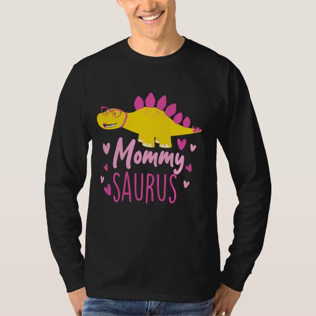 Camiseta Mamãe Saurus Rex Funny Dinossaur Crianças Meninas (Frente)