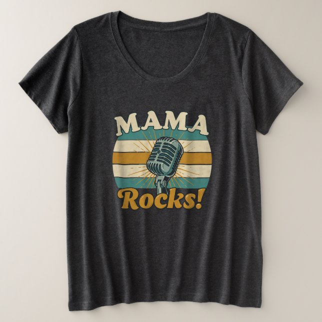 Camiseta Mamãe Segura o Microfone Retro Dia das Mães (Frente do Design)