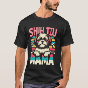 Camiseta Mamãe Shih Tzu cachorro Shih Tzu Pet Para Mulheres