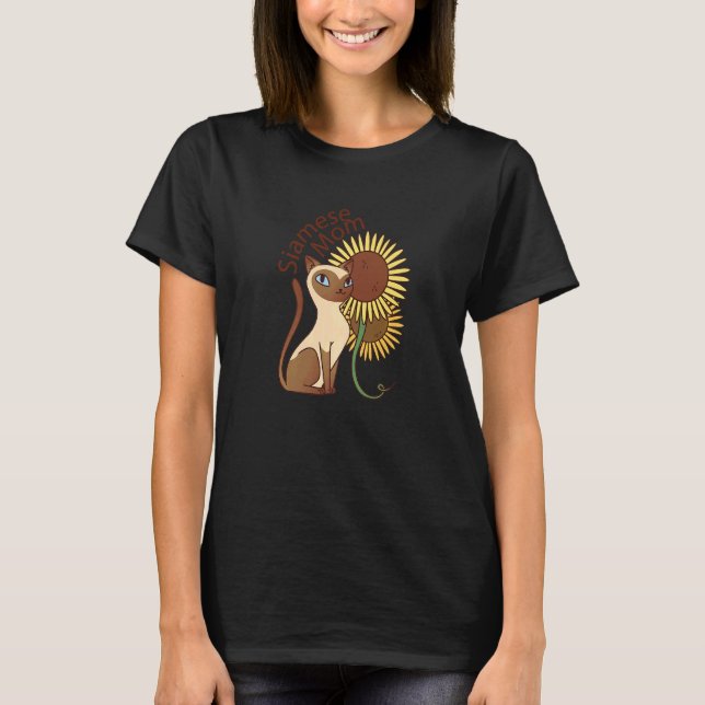 Camiseta Mamãe Siamesa Cat Sunflower Pasta (Frente)