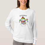 Camiseta Mamãe Snowman White Christmas<br><div class="desc">Bonito bonitão,  camisa de Natal de Mamãe.</div>