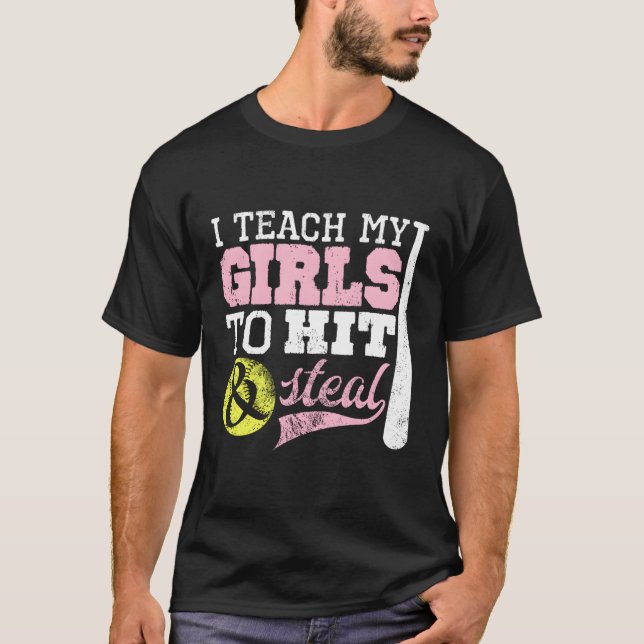 Camiseta Mamãe Softball Eu Ensino Minha Batida E Roubo (Frente)