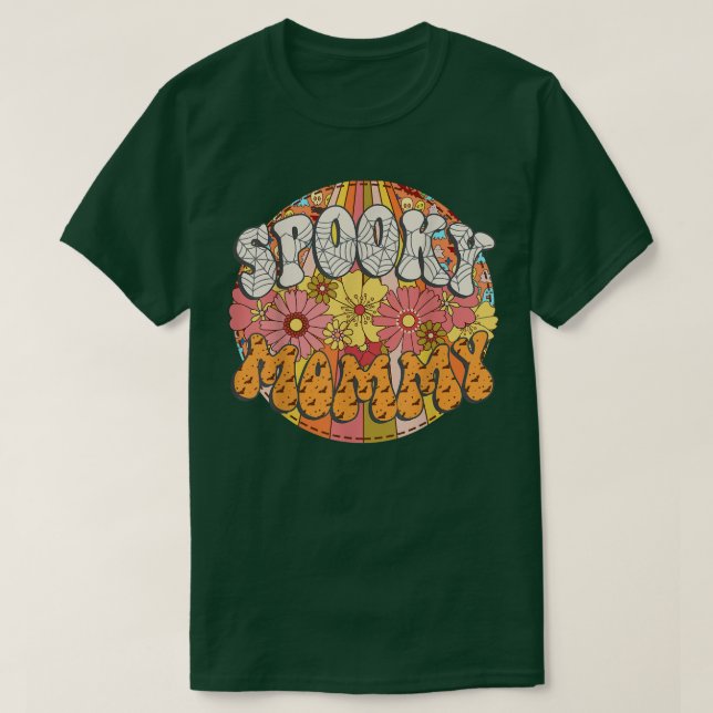 Camiseta Mamãe Spooky Retro Correspondente à Família Groovy (Frente do Design)