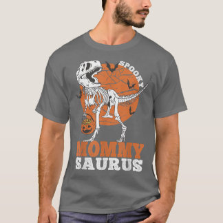 Camiseta Mamãe Spooky Saurus Dinosaur Skeleton T rex Pumpki