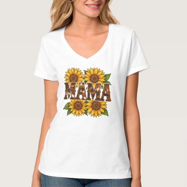 Camiseta Mamãe Sunflower Presente Para Mamãe Dia de as mães (Frente)