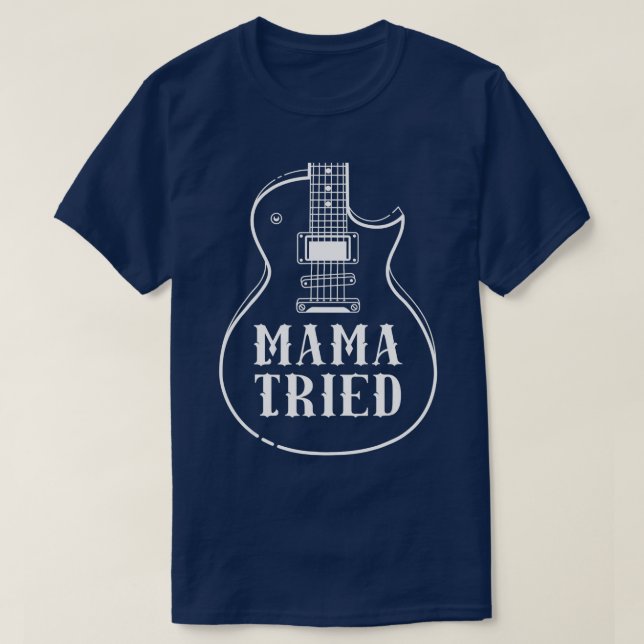 Camiseta Mamãe Tentou Musical Renegada Fora da Lei Guitarra (Frente do Design)