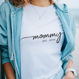 Camiseta Mamãe Tipografia Elegante Data Personalizada Prese