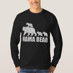 Camiseta Mamãe Ursa 3 Cubs Mamãe Ursa Mãe 3 Filhos
