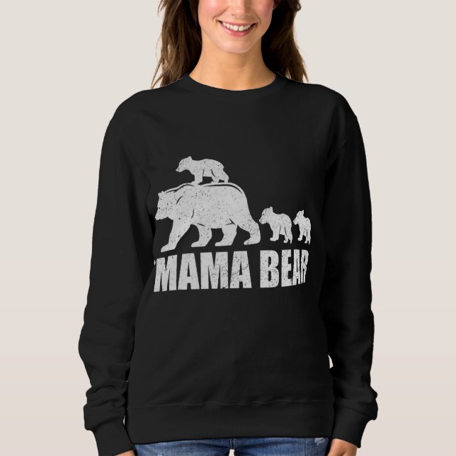 Camiseta Mamãe Ursa 3 Cubs Mamãe Ursa Mãe 3 Filhos (Frente)