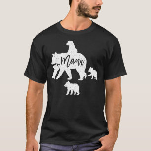 Camiseta Mamãe Ursa 4 Bebês Ursos Cubos Seguindo Andar na P