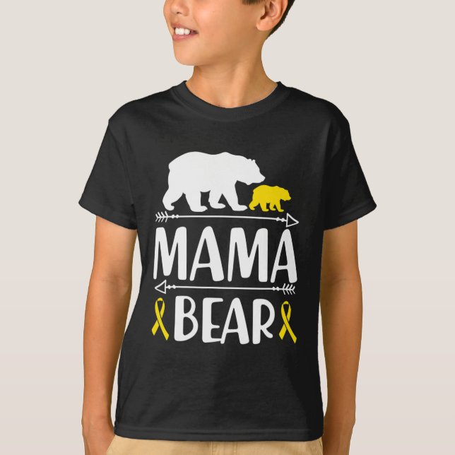 Camiseta Mamãe Ursa Cancer De Infância Sensibilização Mãe D (Frente)