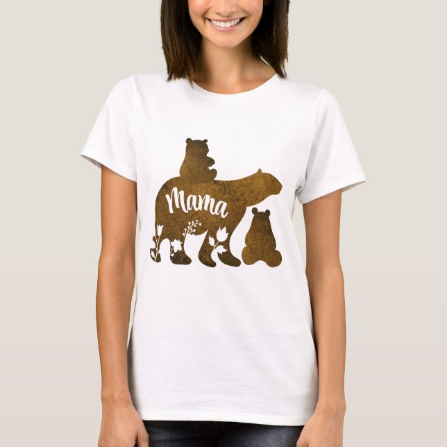 Camiseta Mamãe Ursa com 2 Cubs Mãe de Dois (Frente)