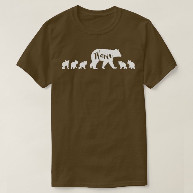 Camiseta Mamãe Ursa Com 5 Cubs Mamãe, Presente Divertido Ma (Frente do Design)