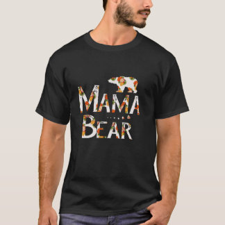 Camiseta Mamãe Ursa Mãe A Vida Floral Coração Pulverulenta
