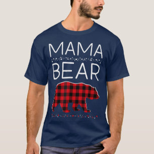 Camiseta Mamãe Ursa Natal Pijama Correspondendo Xadrez Fami