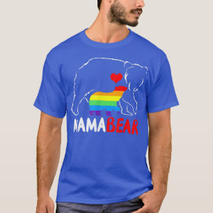 Camiseta Mamãe Ursa Orgulhosa Mãe Arco-Íris Bandeira LGBT O