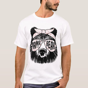 Camiseta Mamãe Ursa Rosto Óculos escuros Mãe Mãe Mãe Mamãe