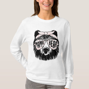Camiseta Mamãe Ursa Rosto Óculos escuros Mãe Mãe Mãe Mamãe 