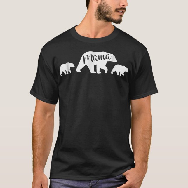 Camiseta Mamãe Ursa T com Dois Cubos e Mãe Dia de as mães (Frente)