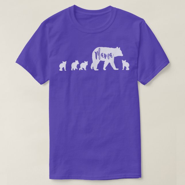 Camiseta Mamãe Urso com 4 Cubs Divertidos Mamãe Deu 130 (Frente do Design)