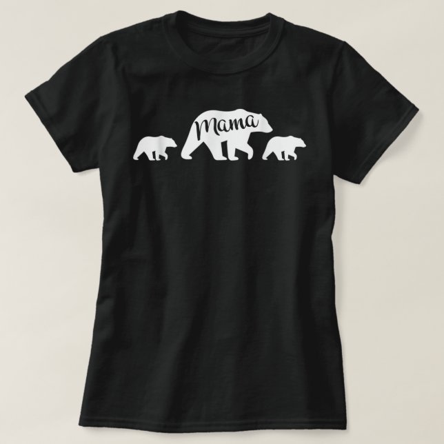 Camiseta Mamãe Urso com Dois Cubs - Mãe Dia de as mães (Frente do Design)