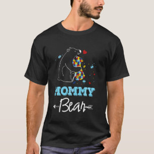 Camiseta Mamãe Urso Conscientização do Autismo Mãe Peça do