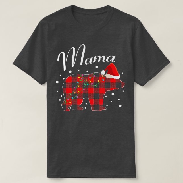 Camiseta Mamãe Urso Correspondendo à Família Pajama Buffalo (Frente do Design)