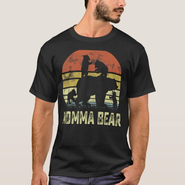 Camiseta Mamãe Urso Correspondente Família Cub 4 crianças D (Frente)
