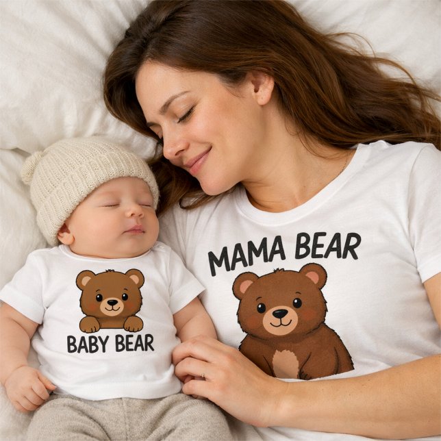 Camiseta Mamãe Urso e Ursinho (Criador carregado)