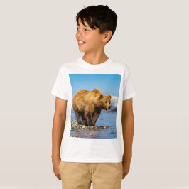 Camiseta Mamãe urso observando seus dois filhos