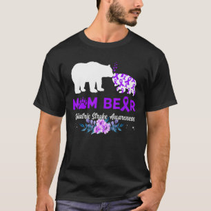 Camiseta Mamãe Urso Pediátrico Sensibilizar Fita Roxa