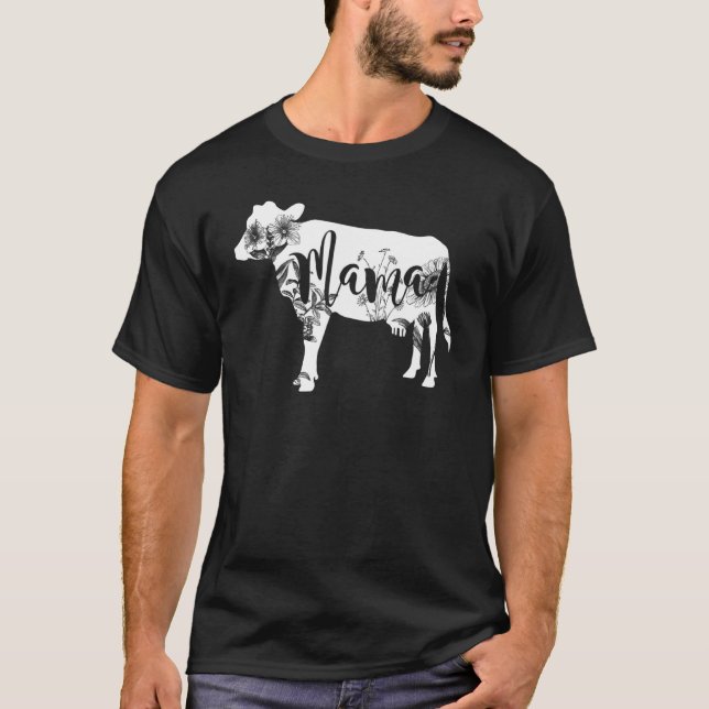 Camiseta Mamãe Vaca Bezerro Floral Flor Fofo (Frente)