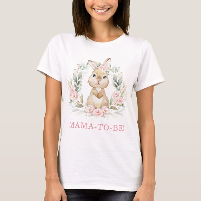 Camiseta Mamãe vai ser um Chá de bebê coelho coelho (Frente)