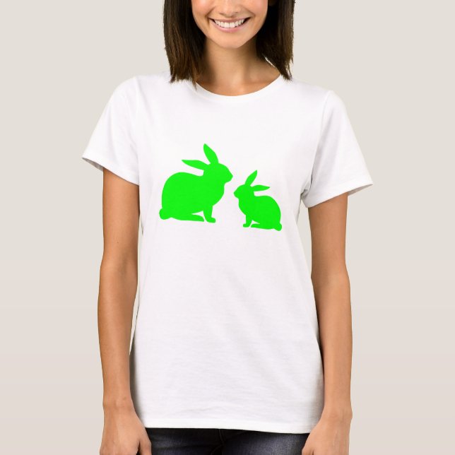 Camiseta Mamãe Verde e Coelhinho Bebê (Frente)