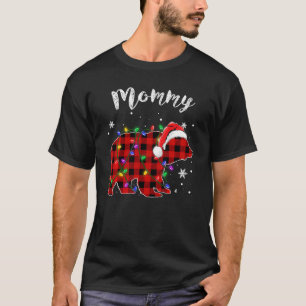 Camiseta Mamãe Vermelha Urso Buffalo Família Pajama Christm