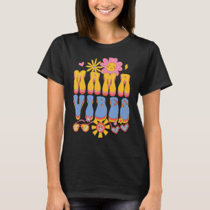 Camiseta Mamãe Vibes Groovy Retro Bonita Mãe Correspondente