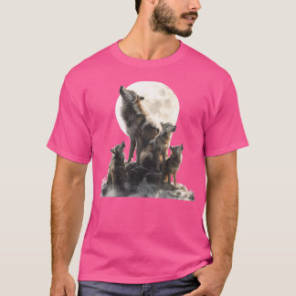 Camiseta Mamãe Wolf Howling Na Lua Wolf Amante Da Mãe