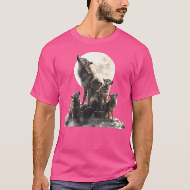 Camiseta Mamãe Wolf Howling Na Lua Wolf Amante Da Mãe (Frente)