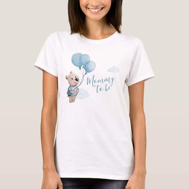 Camiseta Mamães A Serem Urso de Teddy com Balões (Frente)