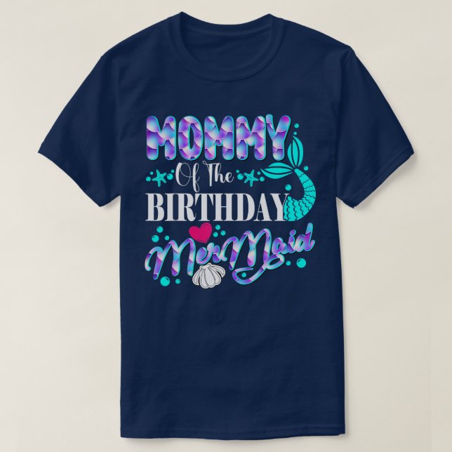 Camiseta Mamães Da Família De Sereias De Aniversário (Frente do Design)