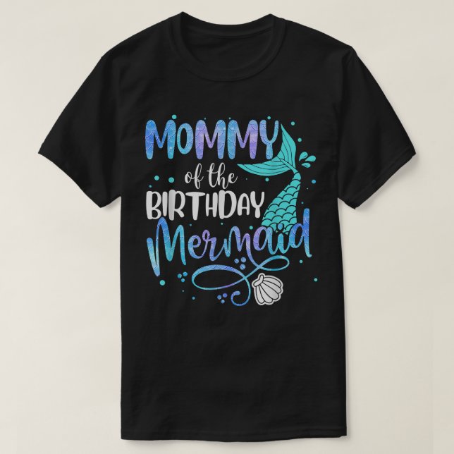 Camiseta Mamães Da Família De Sereias De Aniversário (Frente do Design)