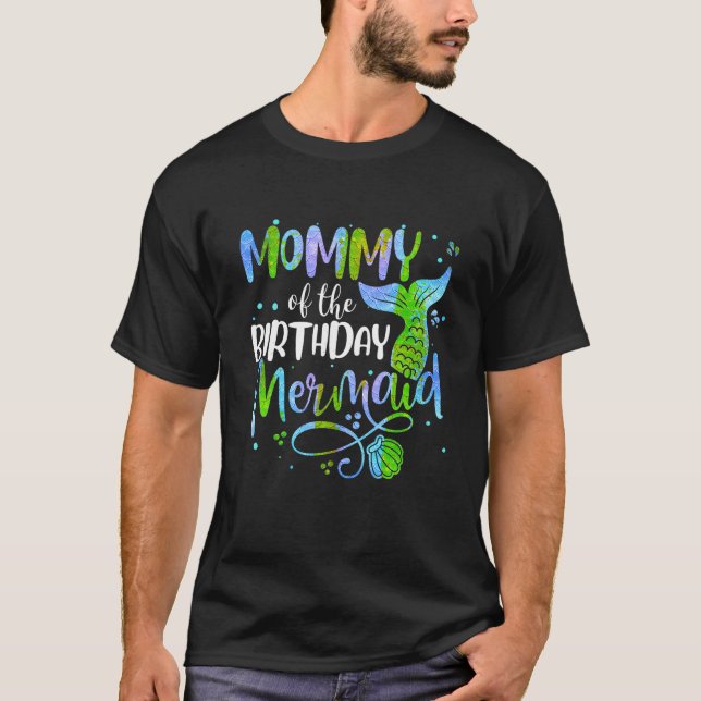 Camiseta Mamães Da Família De Sereias De Aniversário (Frente)